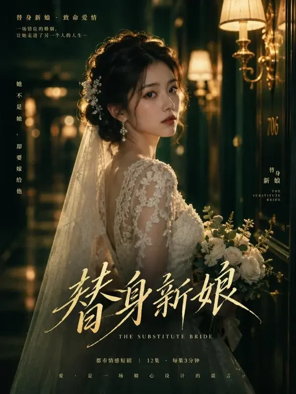 短剧《新婚夜他喊了别人的名字》竖版封面,甜宠题材